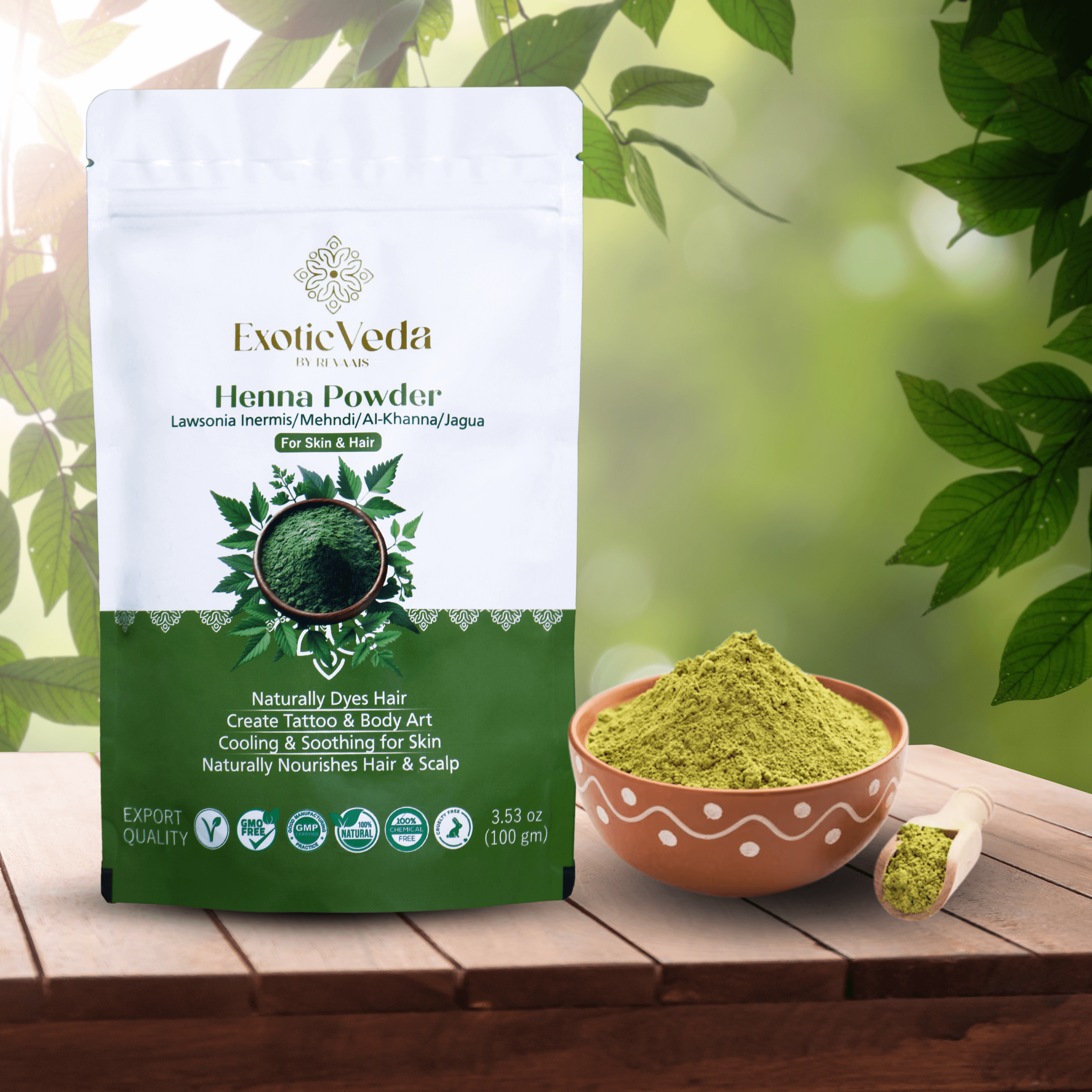 Organic henna powder being sifted for a fine, smooth texture